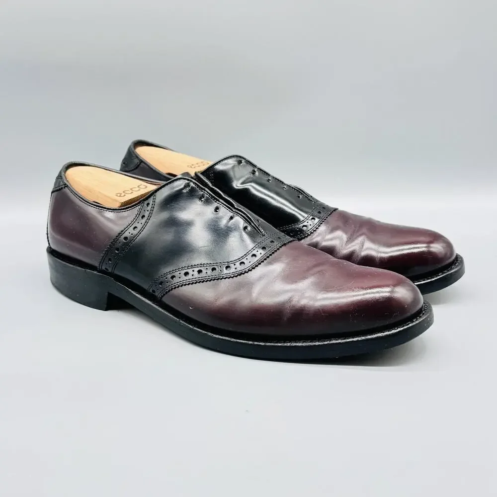 Allen Edmonds Shoes Mens 11 Brown Black Leather Oxford Polo Dress Two Tone